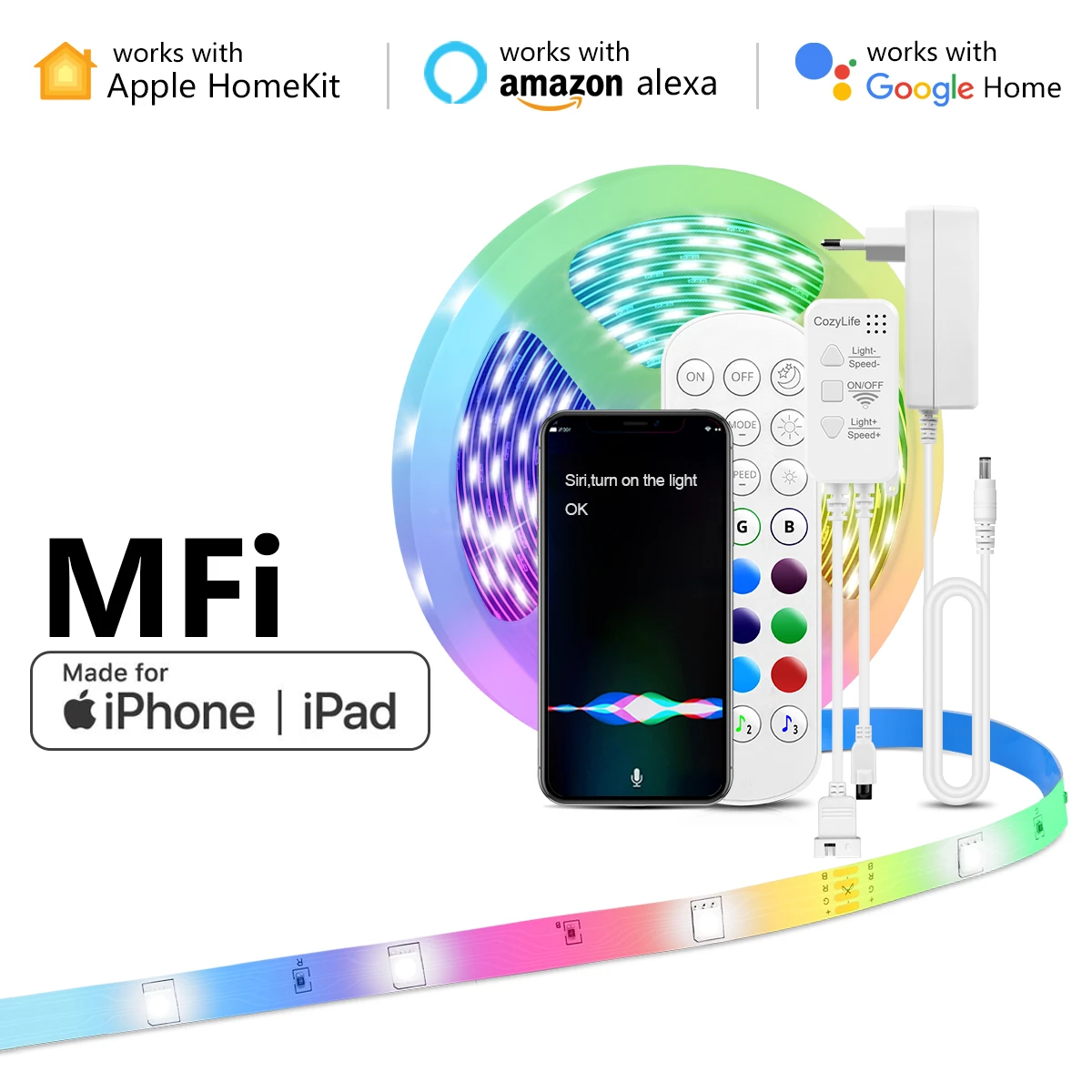 Apple Homekit IOS RGB LED Strip Light WIFI Smart House Siri Voice Control Timing LED Ribbon Work Alexa,Google Home|Smart Home Control| - AliExpress