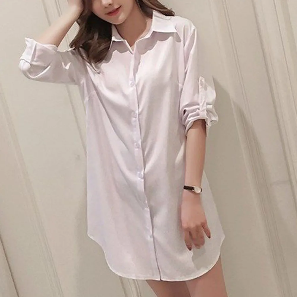 

Comfy Fashion Shirts Shirts White Black Women Girl Fashion Blouse Boyfriend Style Tops Brand New Female Long Sleeve