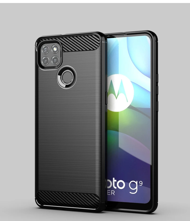 Durable Carbon Fiber Silicone Bumper Phone Case - 6.8 Inch
