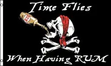 

Pirate Time Flies When Having Rum Flag 3' x 5' - Skull Pirates Flags 90 x 150 cm - Banner 3x5 ft