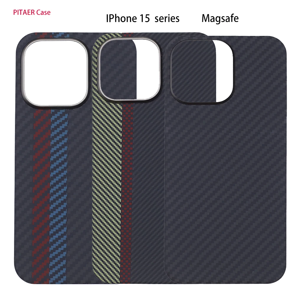 

PITAER CASE Fiber Case for iPhone, MagSafe Case, Ultra-thin, Lightweight, Genuine Texture, Luxury, Shockproof, 15 Pro Max