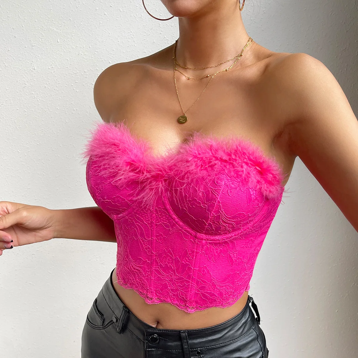 

Summer Fashion Sexy Floral Feather Corset Tops Women Lace Chic Flower Print Bustiers Sleeveless Top Female y2k Clubwear Tank Top