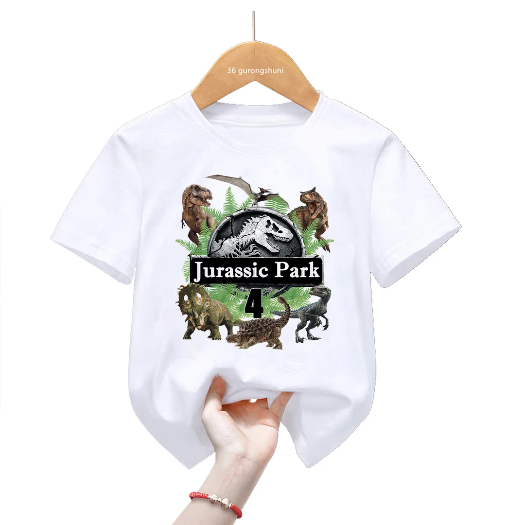 Note Your Name New Hot Movie Jurassic Park Birthday Gift 1-10th Tshirt Funny Dinosaur T-Shirts Boys tshirts Kids Clothes tops 3