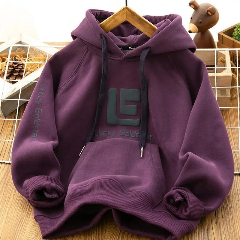 thumbnail image 1 of Sudadera con capucha y forro acolchado para niños de 3 a 14 años, nueva primavera y otoño de 2024, 1 of 4