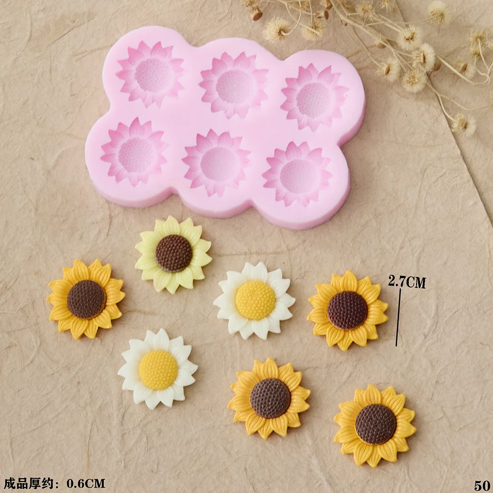 3D 9-Cavity Flower Silicone Mold – Sunflowers Design for Fondant, Candy, Chocolate, Cak... - SKU FSM01228 - UGI Packaging