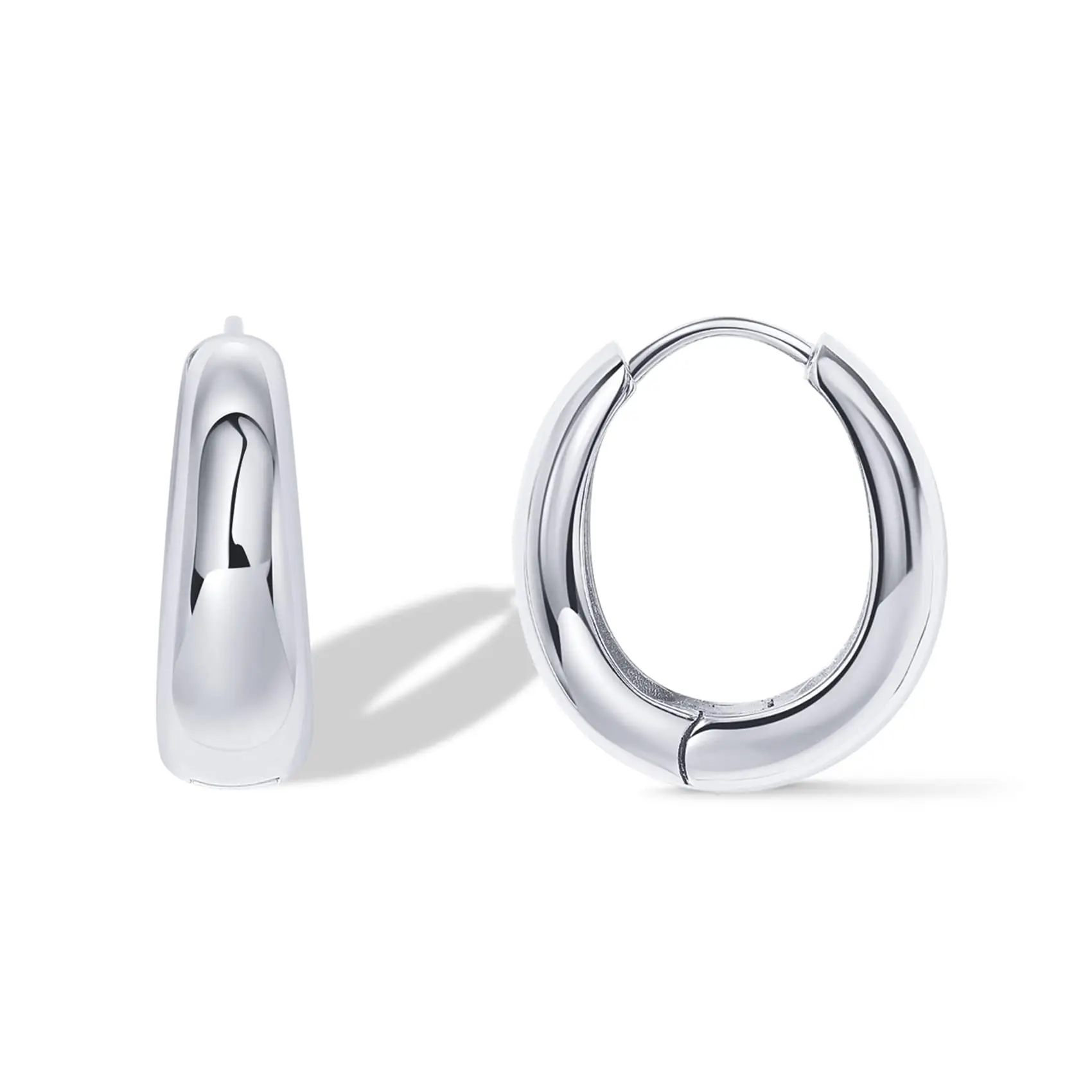 Eavva 14K Gold Plated Small Chunky Hoops Earrings for Women Classic Thick Lightweight Gold Earrings With Sterling Silver Post 4