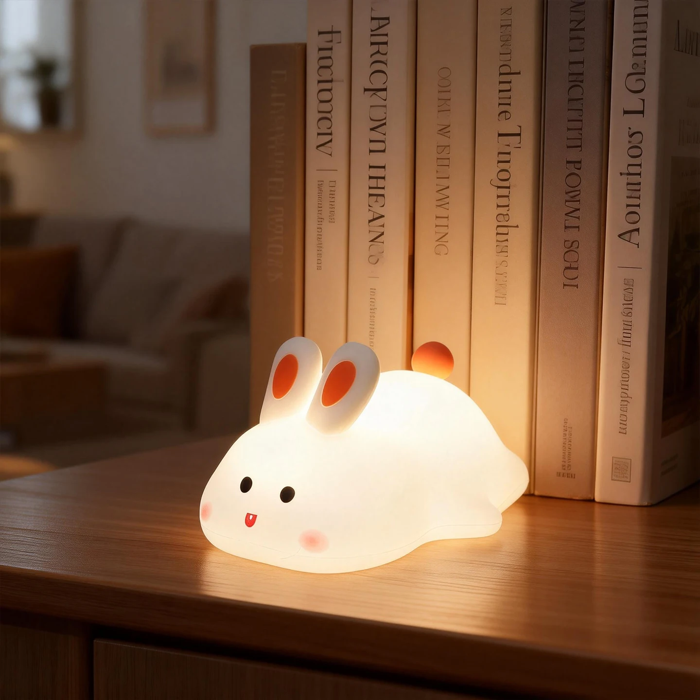 귀여운 LED 야간 조명 토끼 실리콘 야간 조명 타이밍 USB 충전식 침실 장식 어린이 생일 선물