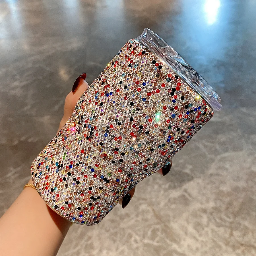 

Красочная Изолированная фляжка Стразы, кофейная чашка из нержавеющей стали, портативная Вакуумная бутылка для горячей и холодной воды, термос, автомобильная кружка, подарки