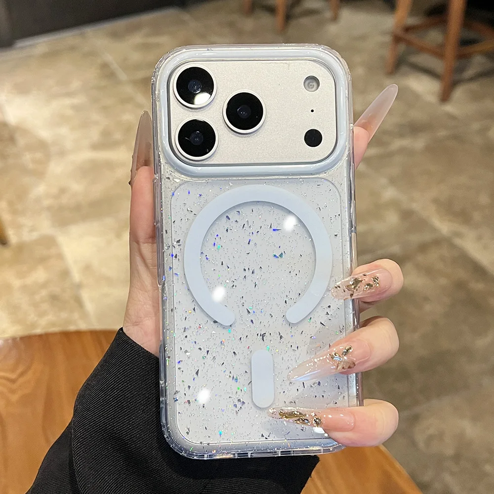 Jelly Glitter Shockproof MagSafe-Compatible Transparent TPU Case