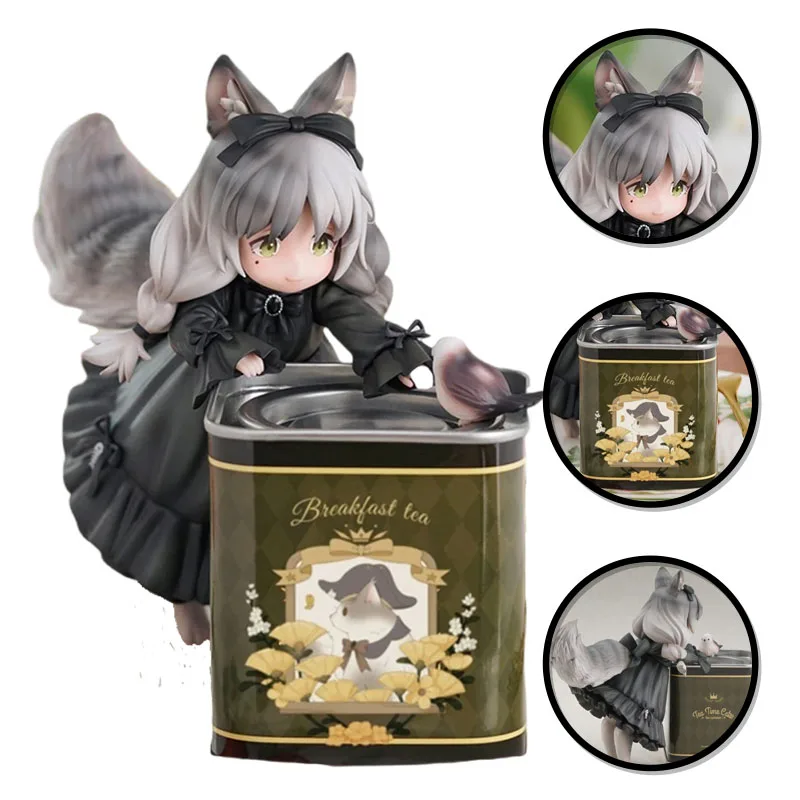 Anime Figure Tea Party Cat Cute Lolita Cat Girl Grey Ear Teiera Cat Evening Tea Time Pvc Action Decoration Collection Gift