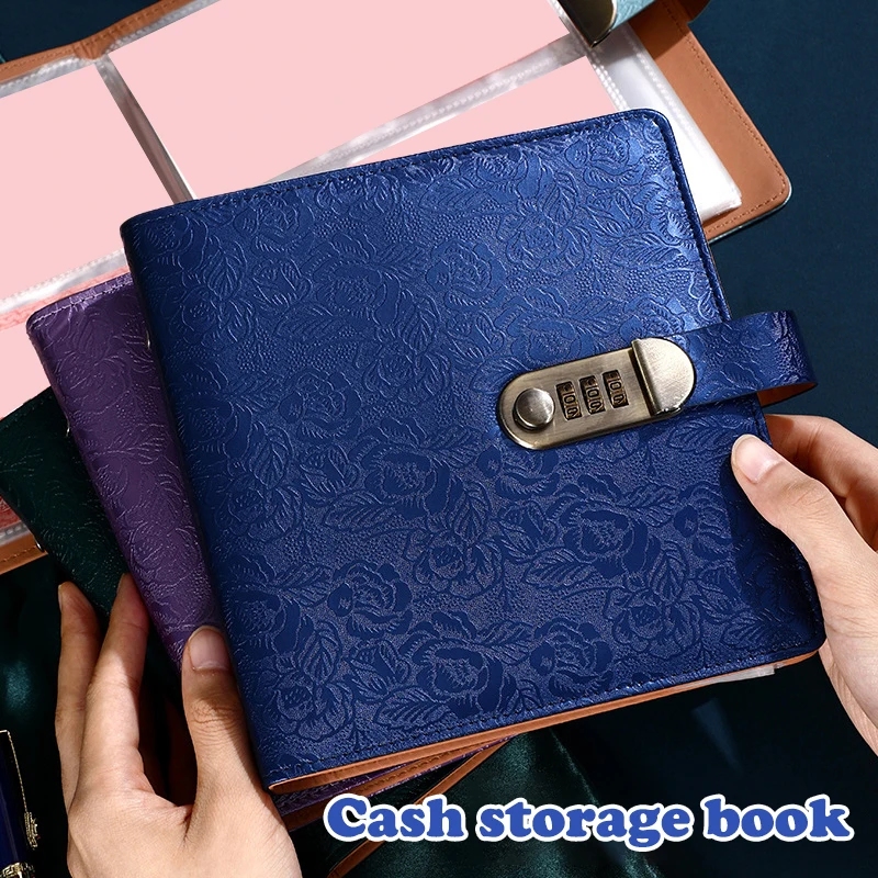 Reusable Money Savings Challenge Binder Flexible Savings Challenges Book Leather Waterproof Cash Budget Password Notebook