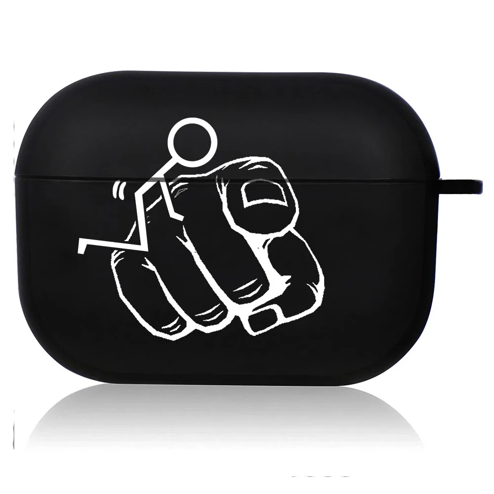 Creative Line Art Black Airpod Case - Cute Cartoon Design