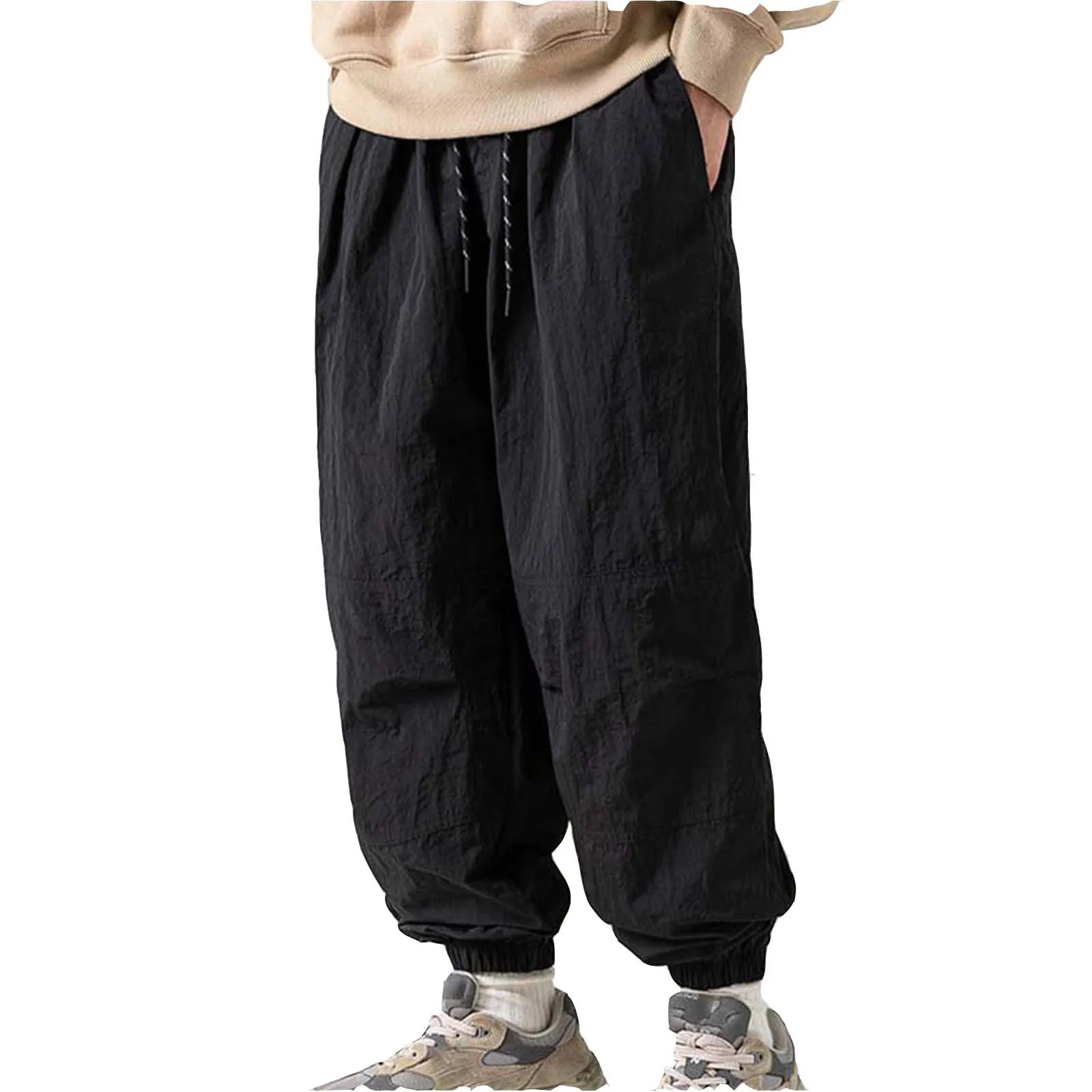 

Штаны-карго мужские для походов, уличные Плиссированные Свободные повседневные Модные брюки в стиле пэчворк, Мужская одежда для активного отдыха и походов