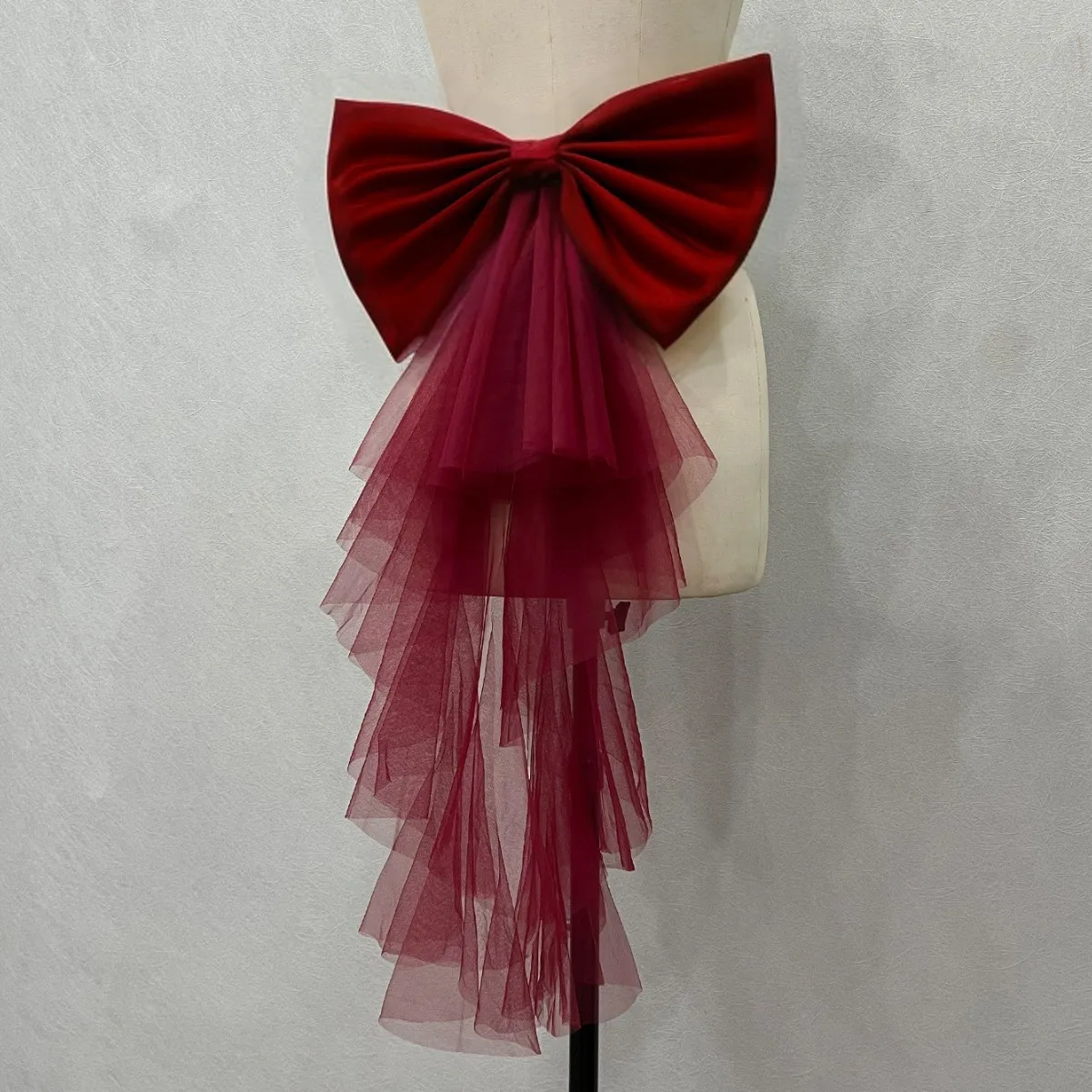 Elegant Detachable Satin Tulle Bow Wedding Dress Decorations Women's Dress Bridal Belt Big Satin Bow knots Accessories bridal waistband bridal dress decoration