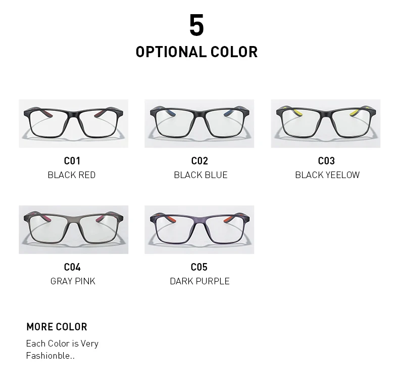 MERRYS DESIGN Männer Sport Brillengestelle TR90 Brillen Outdoor Sport Quadratische Brillengestell Myopie Brillen S2772 – Detail 5