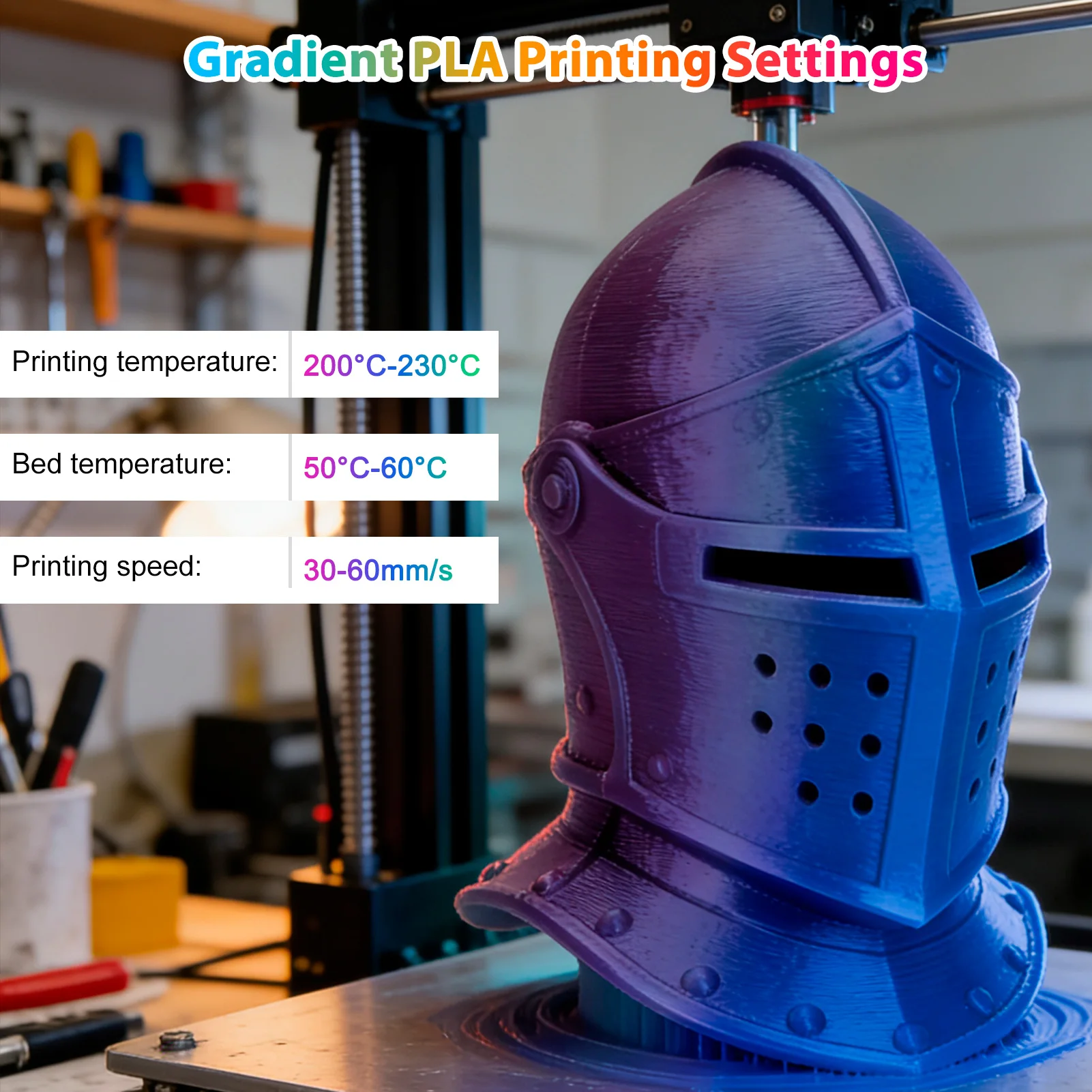 PLA 필라멘트 1.75mm 듀얼 컬러 블루 퍼플, 3D 프린터 필라멘트, 250g 스풀(0.55lbs) 대부분의 FDM 3D 프린터에 호환 가능