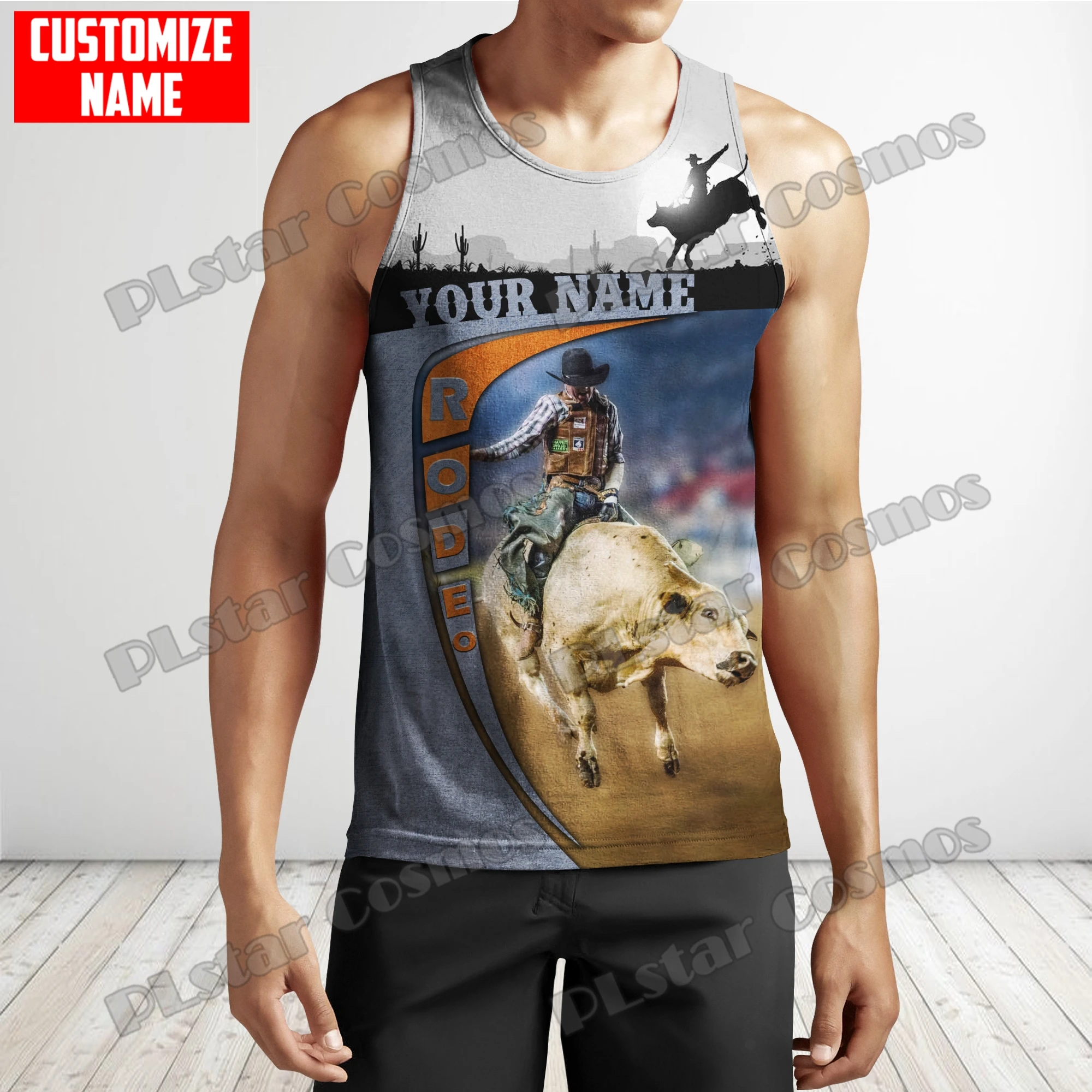PLstar Cosmos Personalisierter Name Bull Riding 3D All Over Bedruckte Herrenmode Weste Sommer Unisex Harajuku Casual Tank Tops BXD34 – Detail 8