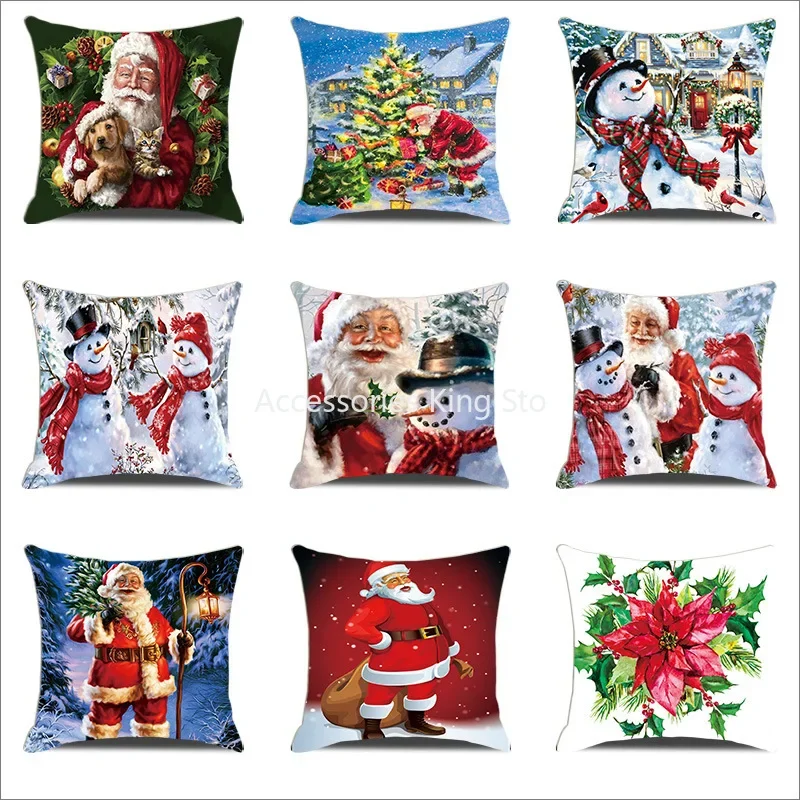 

40/45/50/60cm Christmas Pillow Cover Merry Christmas Decor Home Christmas Cushion Cover Navidad Noel Xmas Happy New Year 2024