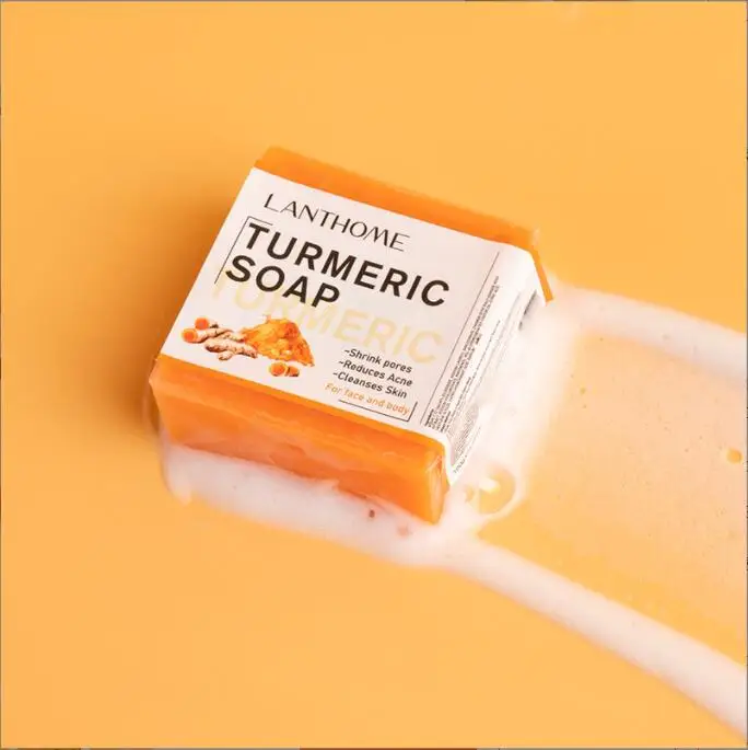 

turmeric soap Natural To Lightening Acne Dark Spots Skin Glow Brighter Scars Removal Bars Herbal Natural Scrub Cleaning Nourishi