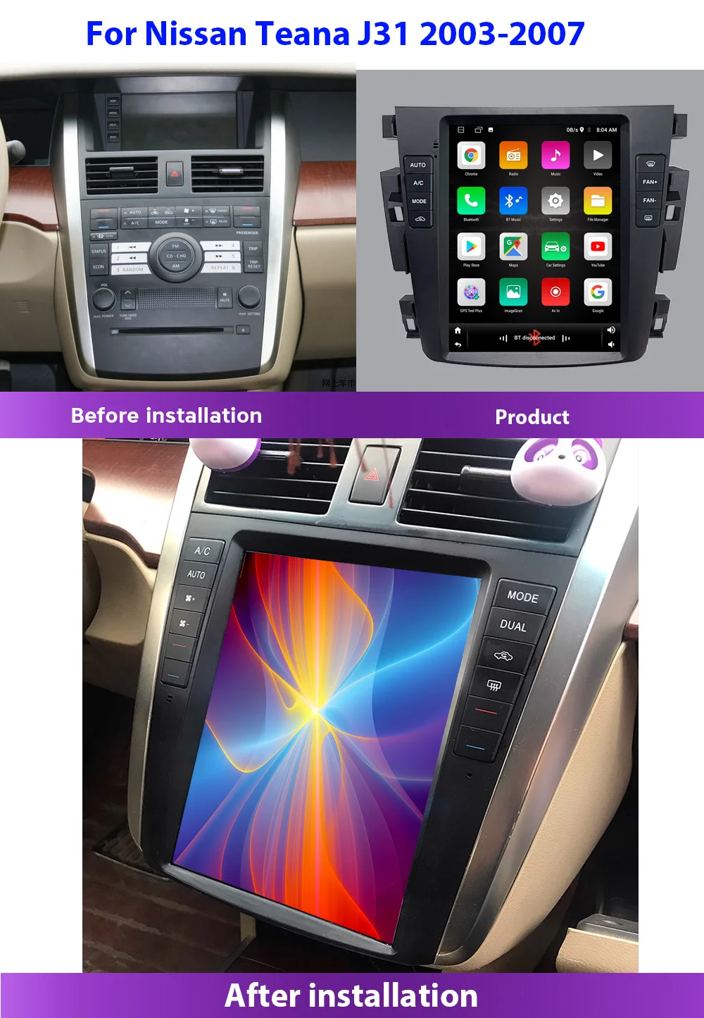 ZOYOSKII Android 12 9.7 inch Car GPS Radio Recorder Station Navigation for Nissan Teana J31 2003-2007 230JK 230jm samsung sm7