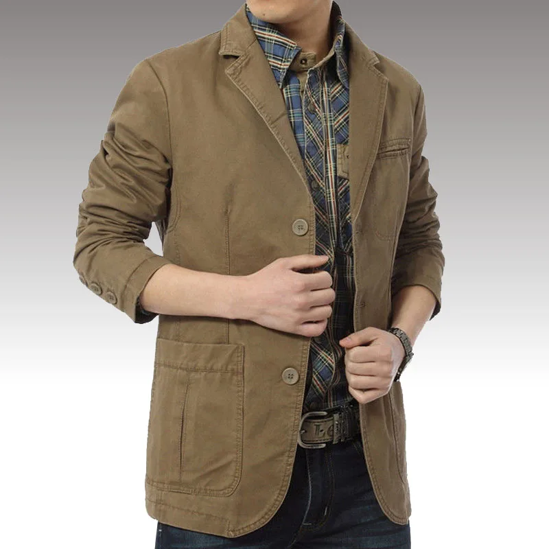

Spring Casual Cotton Denim Jackets Men Slim Fit Luxury Suit Outwear Coats Army Military Blazer Cargo Jacket Casaco Masculino