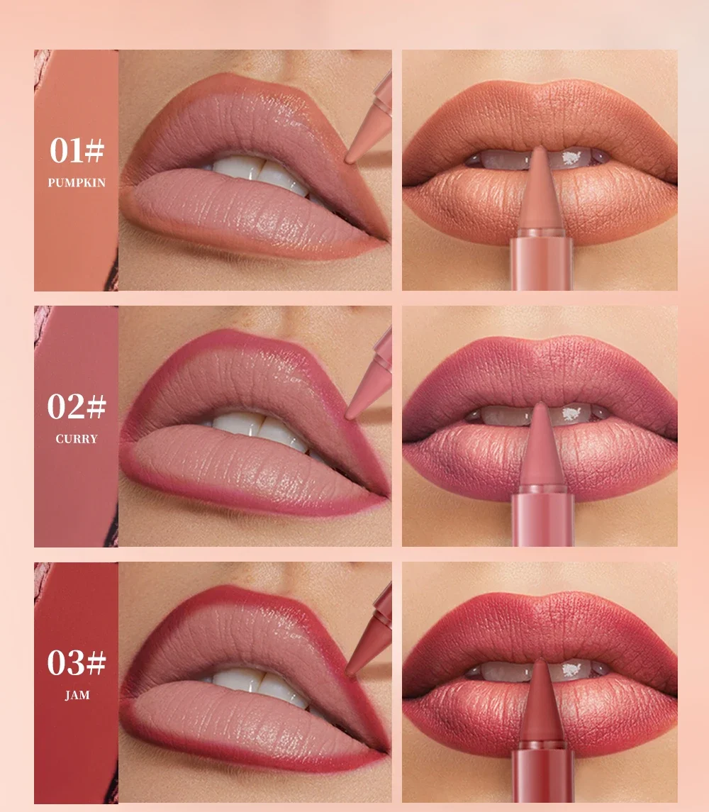 Matte Velvet Lipstick Lip Liner Waterproof Gradient Red Lip Crayon_voghion.com