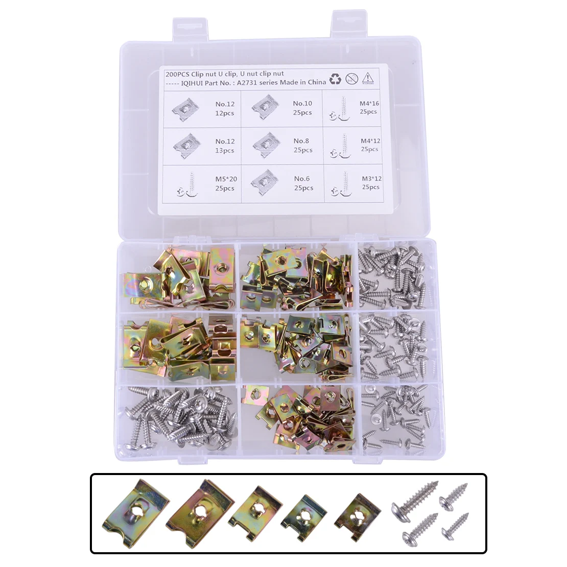 

NEW Car Universal 1 Set Assorted U Reed Nut Spire Clip Screw Bolt Panel Trim Fastener Retainer
