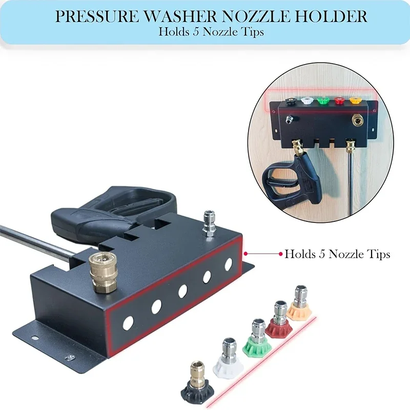 Pressure Washer Gun Snow Foam Lance Holder for Foam Cannon Nozzle Tip and Wand Extension Storage Rack fit 1/4\