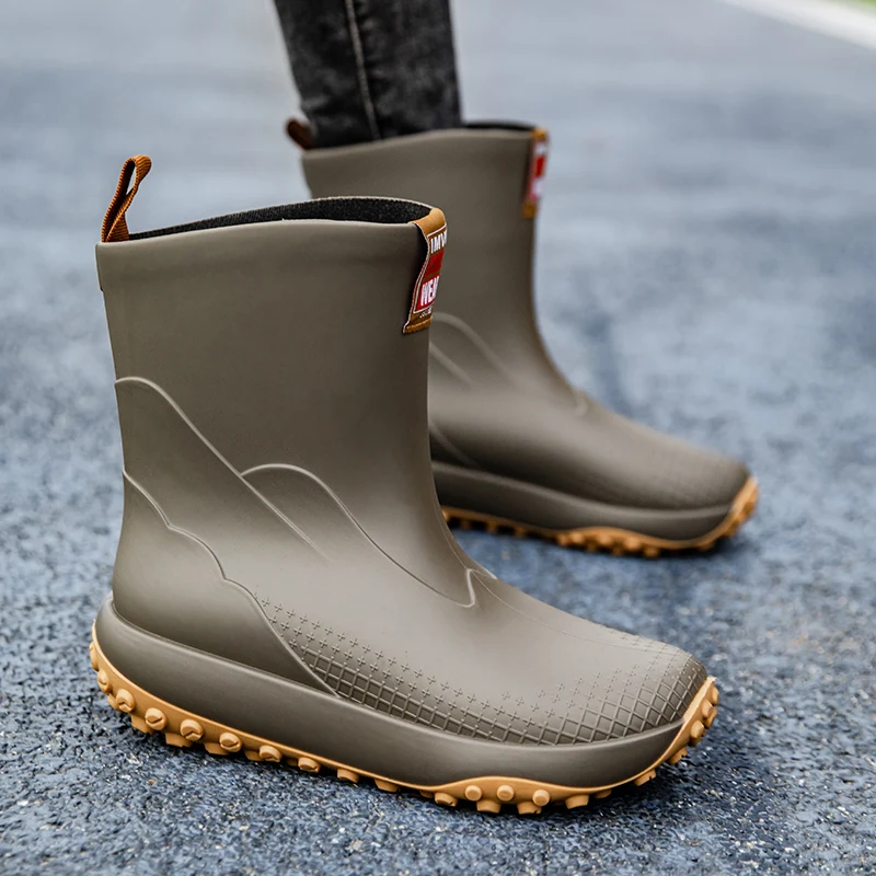Men's Mid-Calf Rain Boots Anti-Snake Bite Fiing oes Waterproof very Rider Special Purpose Slip-Resistant Rubber oes