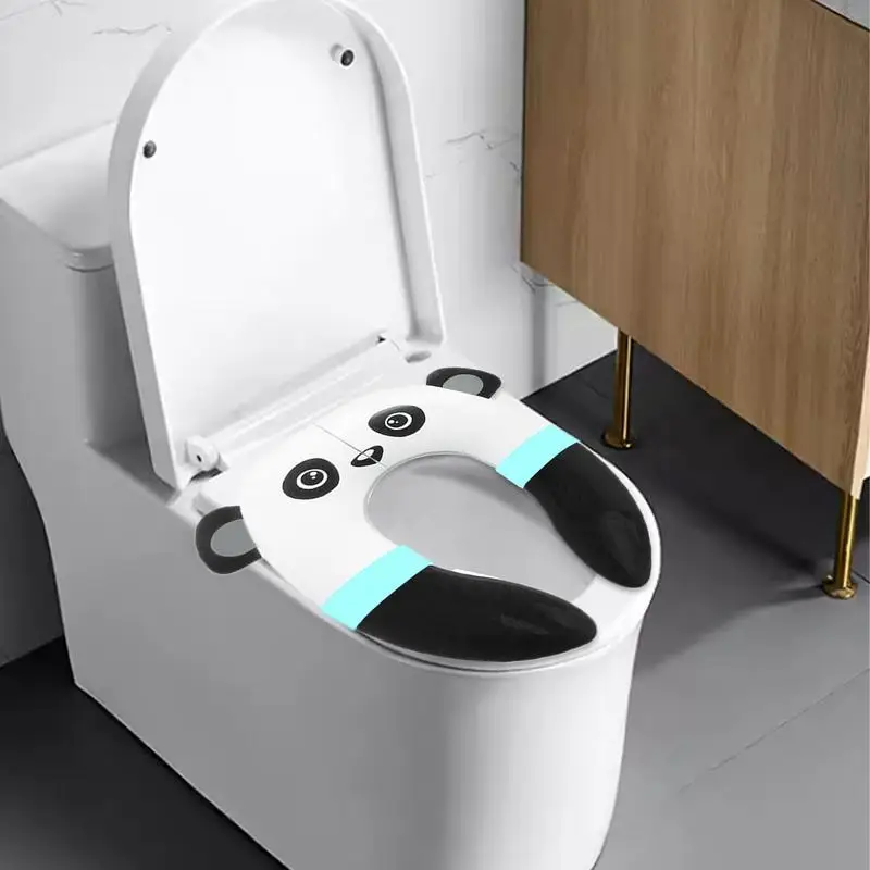 Foldable Toddler Toilet Seat Mat Travel Potty Seat Pad Folding Travel Panda Comfortable Toilet Seat Cover For Home Camping Trip 3