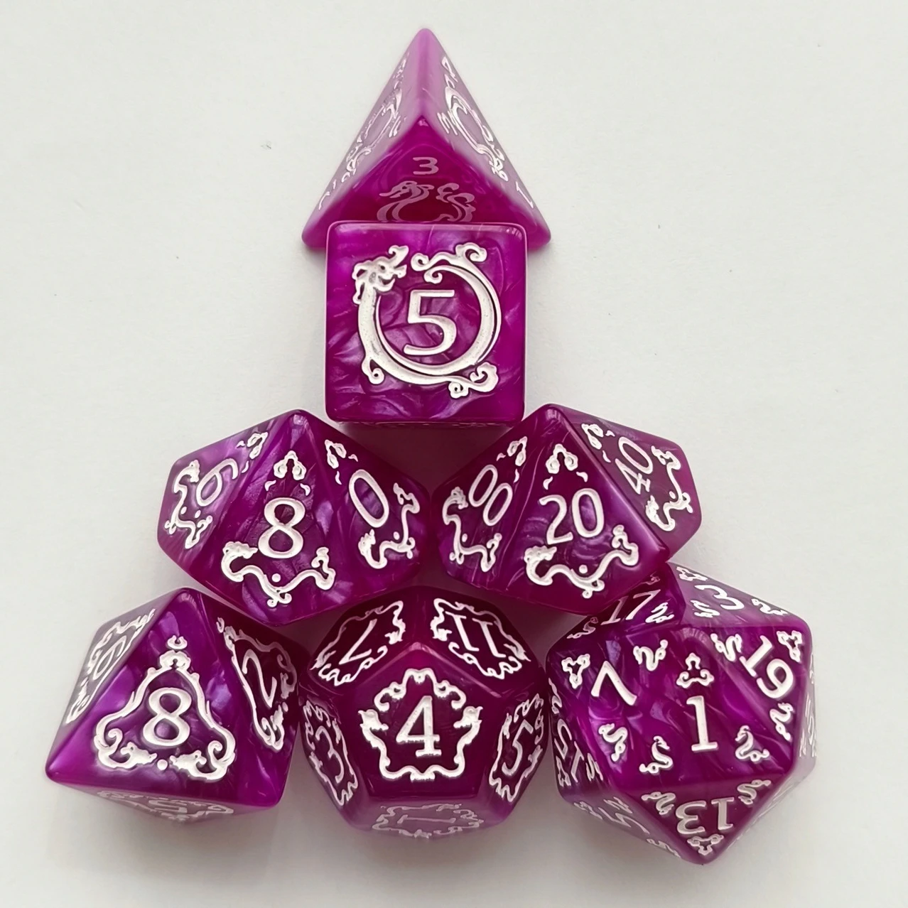 7-Piece Dragon-themed Polyhedral RPG Dice Set