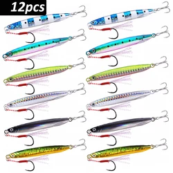 Premium Shore Jigging Spoon - Versatile Seabass Lure and Artificial Bait - 10G 55MM (12pcs - With 2 hook)