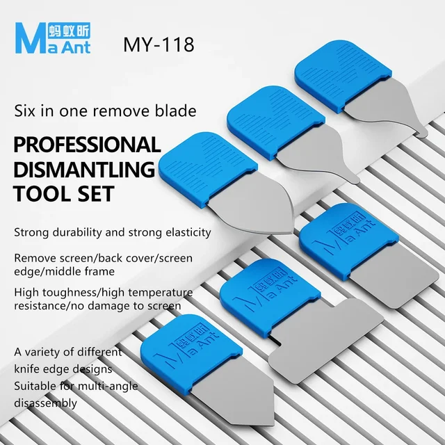 MaAnt MY-118 6pcs Ultra Thin Metal Pry Tools Professional Mobile Phone Repair Kit for Battery LCD Disassembly 1