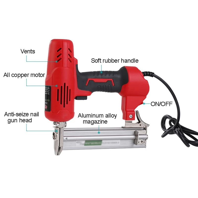 2600W Electric Nailer And Stapler Furniture Staple Gun F30 For Wood Frame Carpentry Woodworking Construction Electric Tools 2