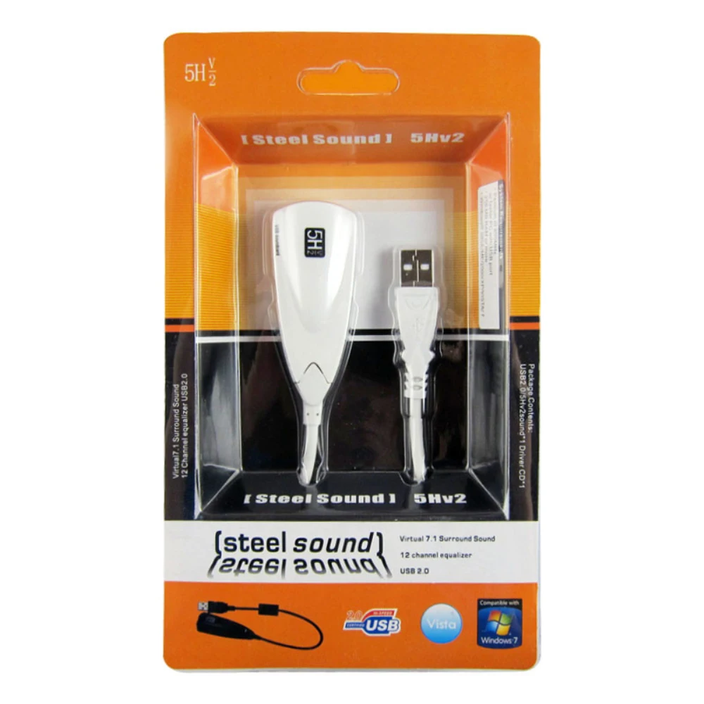 외장 사운드 카드 USB 2.0 7.1 채널 어댑터, 3D 가상 오디오 사운드 트랙 헤드셋, 노트북 PC용 마이크 3.5 잭
