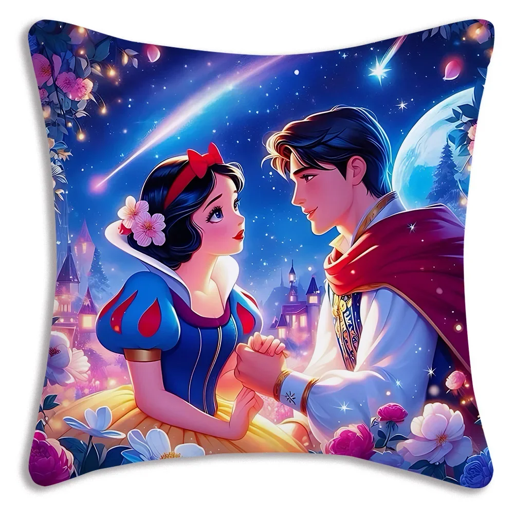 Cute Snow White Princess Disneys Pillow Covers Cartoon Sofa Decorative Home Double-sided Printing Short Plush Cute Cushion Cover