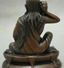YM 304 8CM Old Tibet Buddhist Bronze Milarepa Arhat Buddha Ride Deer Head Statue 4