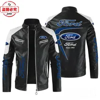 Ford LOGO printed racing suit pu leather jacket windproof four-season Ford team men's jacket overalls 1