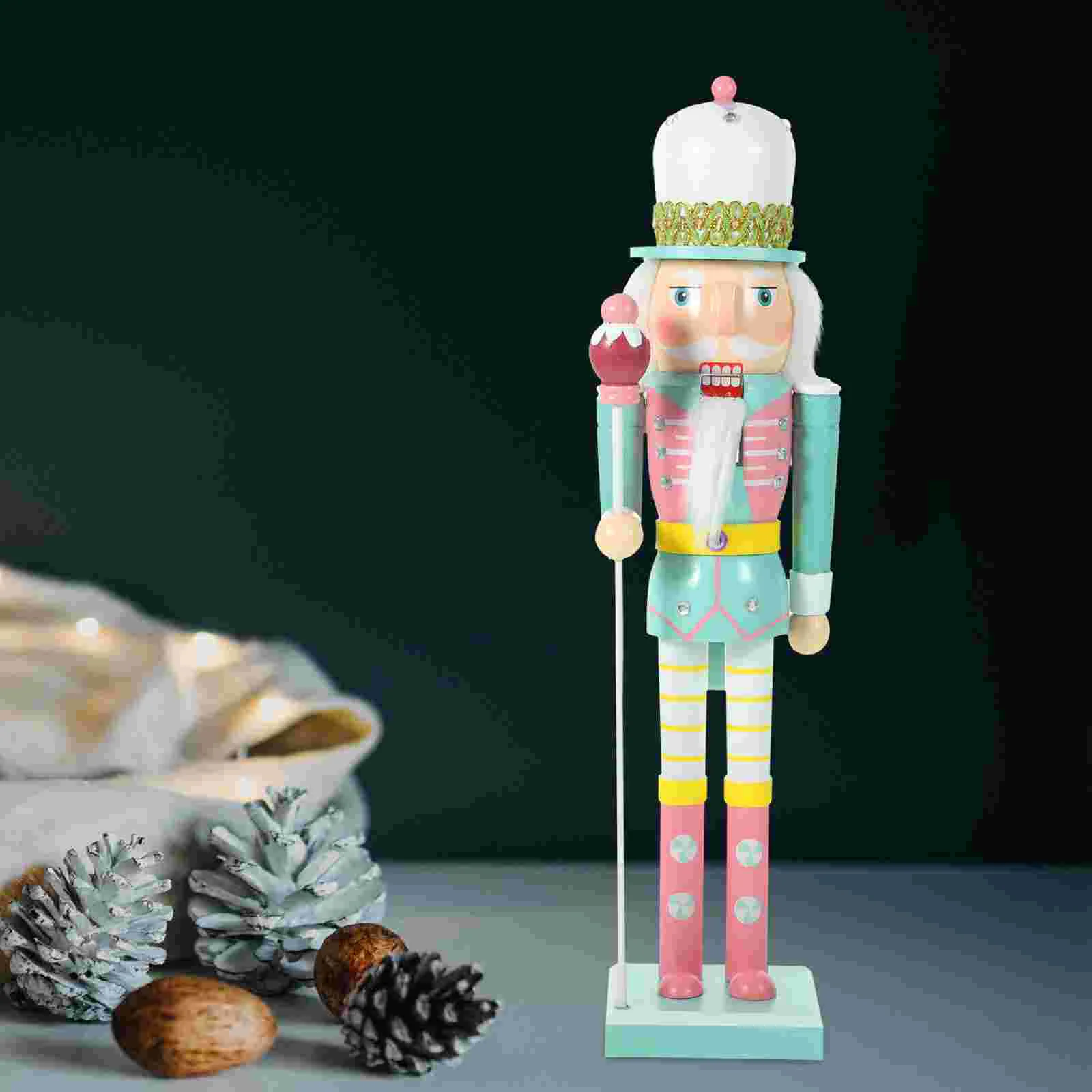 

Xmas Nutcracker Puppet Wooden Nutcracker Solider Figurine Christmas Nutcracker Figurine Table Decoration 38x8.5x7.5cm