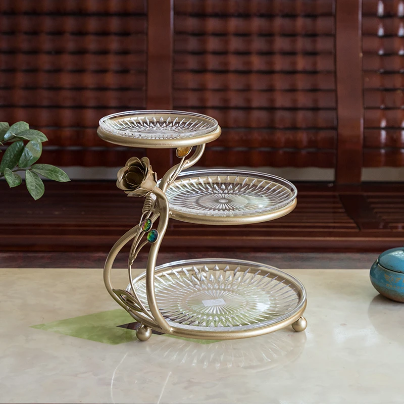 

Three layer fruit tray, plastic simple small delicate household living room, multi-layer candy snack cake tray, Dim sum rack