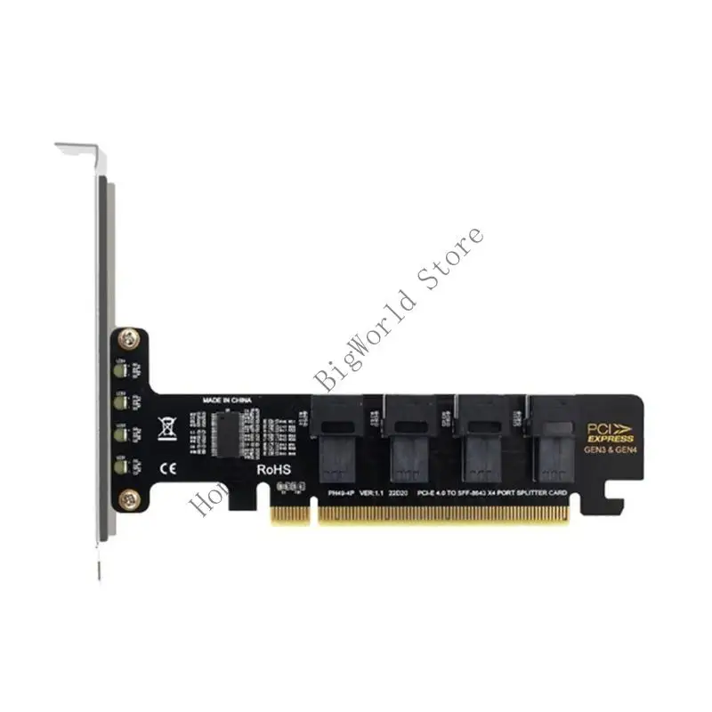 PC용 PCIE 16X 4개의 NVME SFF-8643 Pcie 어댑터 카드 PCIE4.0 분배기 카드