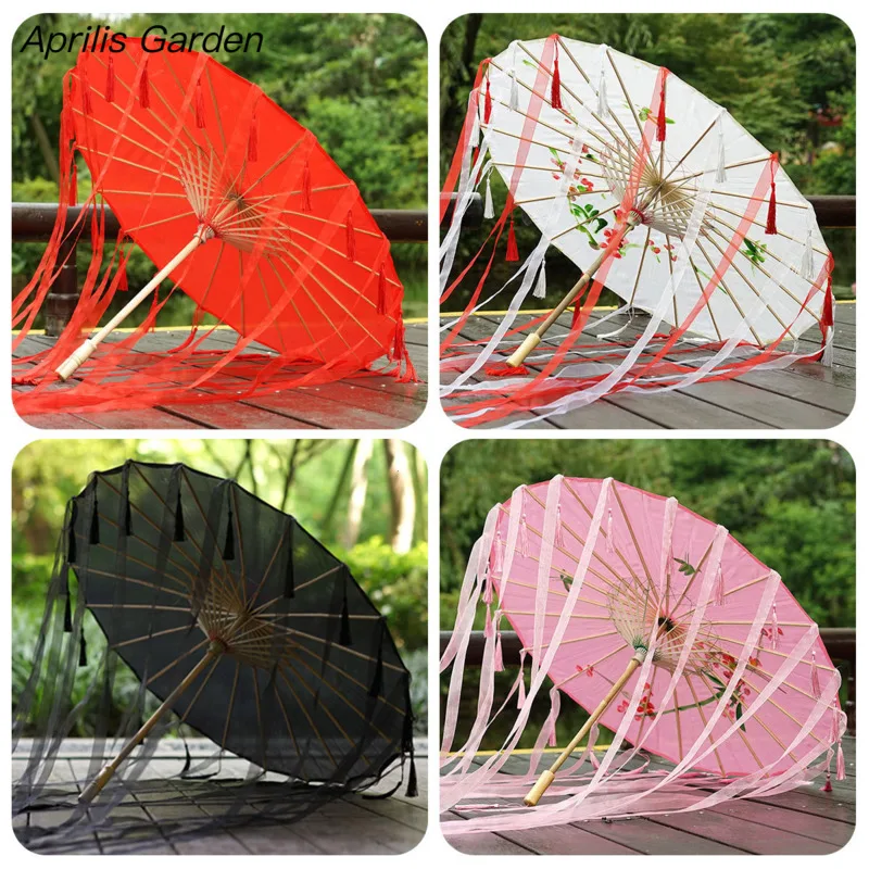 Tassels Chinese Umbrella Ribbon Silk Umbrella Hanfu Cos Prop Shoot Ancient Costume paraguas cosplay princess parasol mini umbrella,folding umbrella,automatic umbrella,mini sun umbrella,automatic sun umbrella
