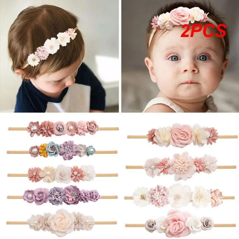 

2PCS Flower Hairband Baby Holiday Celebration Headdress Baby Head Flower Baby Party Headwear Beautiful And Cute Baby Accessories