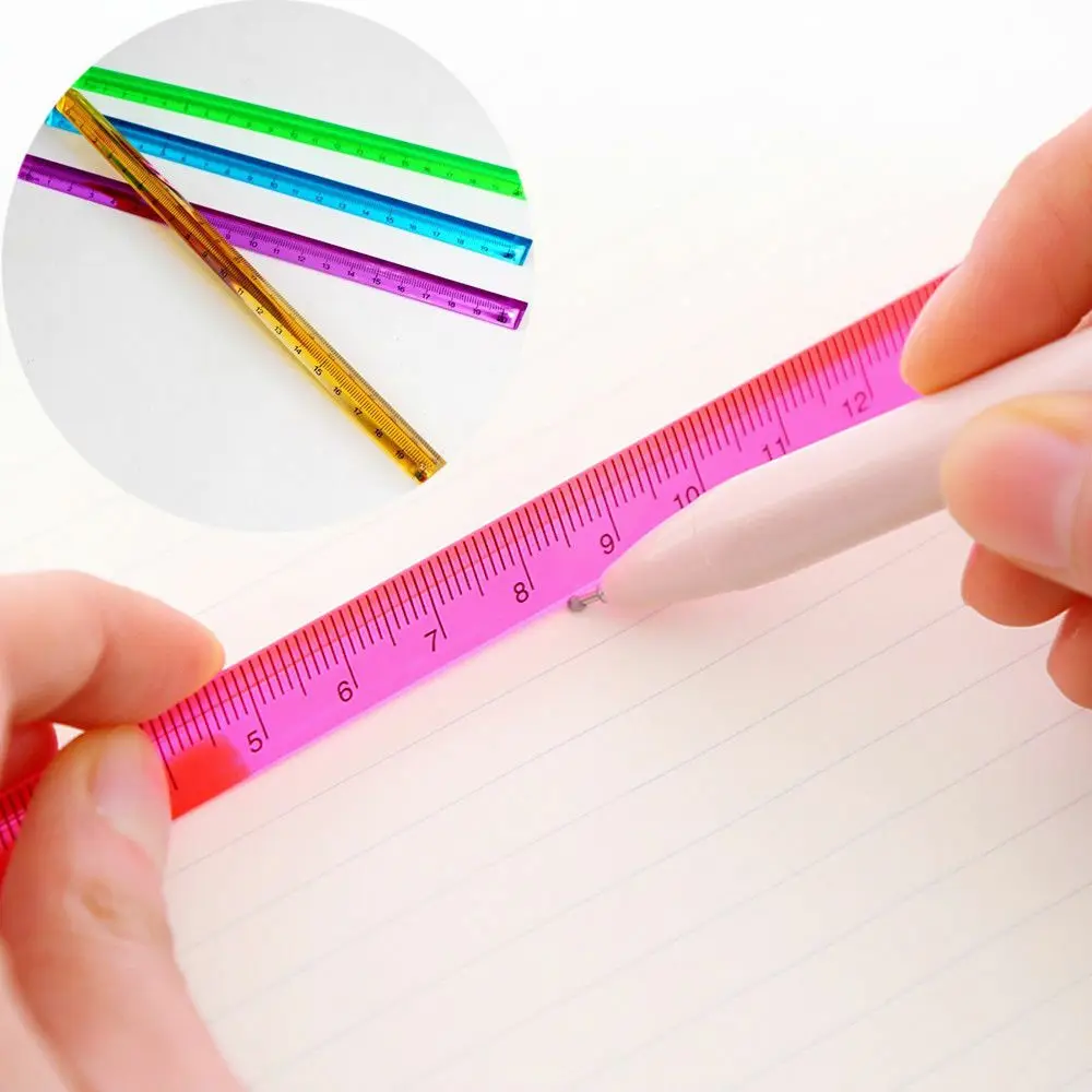 Metal Aluminum Transparent Measuring Scale Crystal 20cm Triangular Ruler Kids Gift Stationery Supplies Drafting Accessories