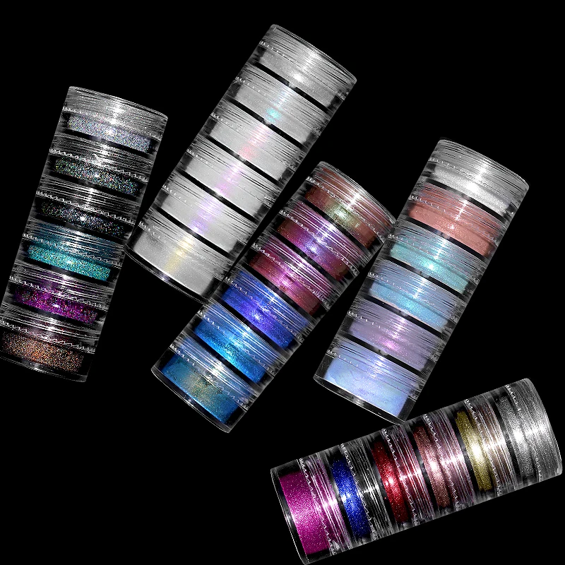Aurora Pearl White Nail Powder Pigment White Chrome Rubbing On Nail Art Glitter Dust Glimmer Pigment Decoration 6Box/Set nail powder,nail pigment,nail glitter,nail decoration,nail decorations,nail powder set