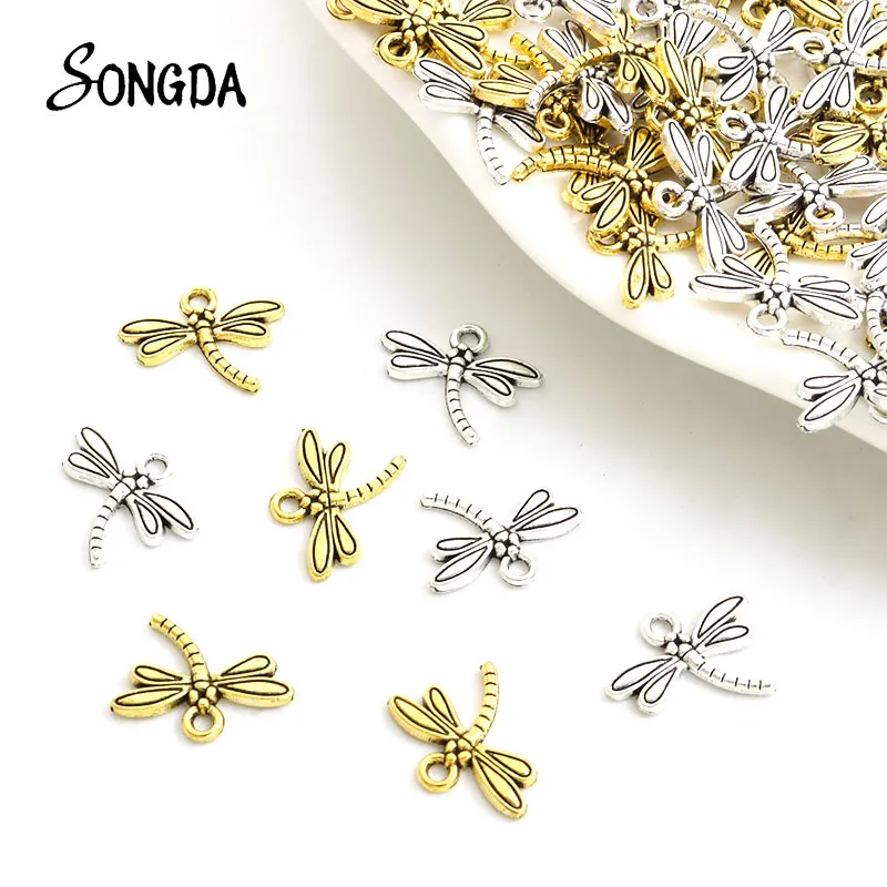 

30pcs Antique Silver Plated Dragonfly Alloy Charms Vintage Animal Insect Metal Pendants for DIY Necklace Jewelry Making Findings
