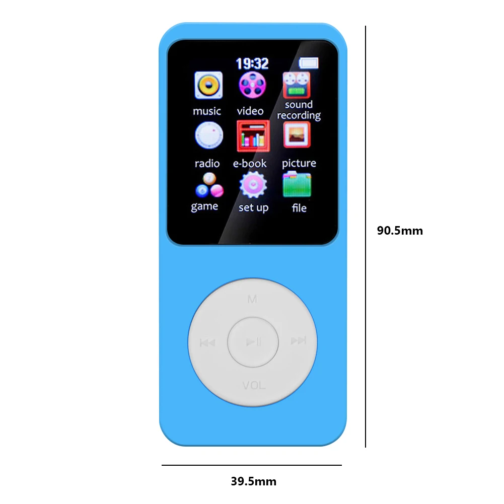 1.8 Inch Color Screen MP3 MP4 Music Player Built-in Speaker Mini Walkman Bluetooth-compatible 5.0 Support TF Card Windows XP