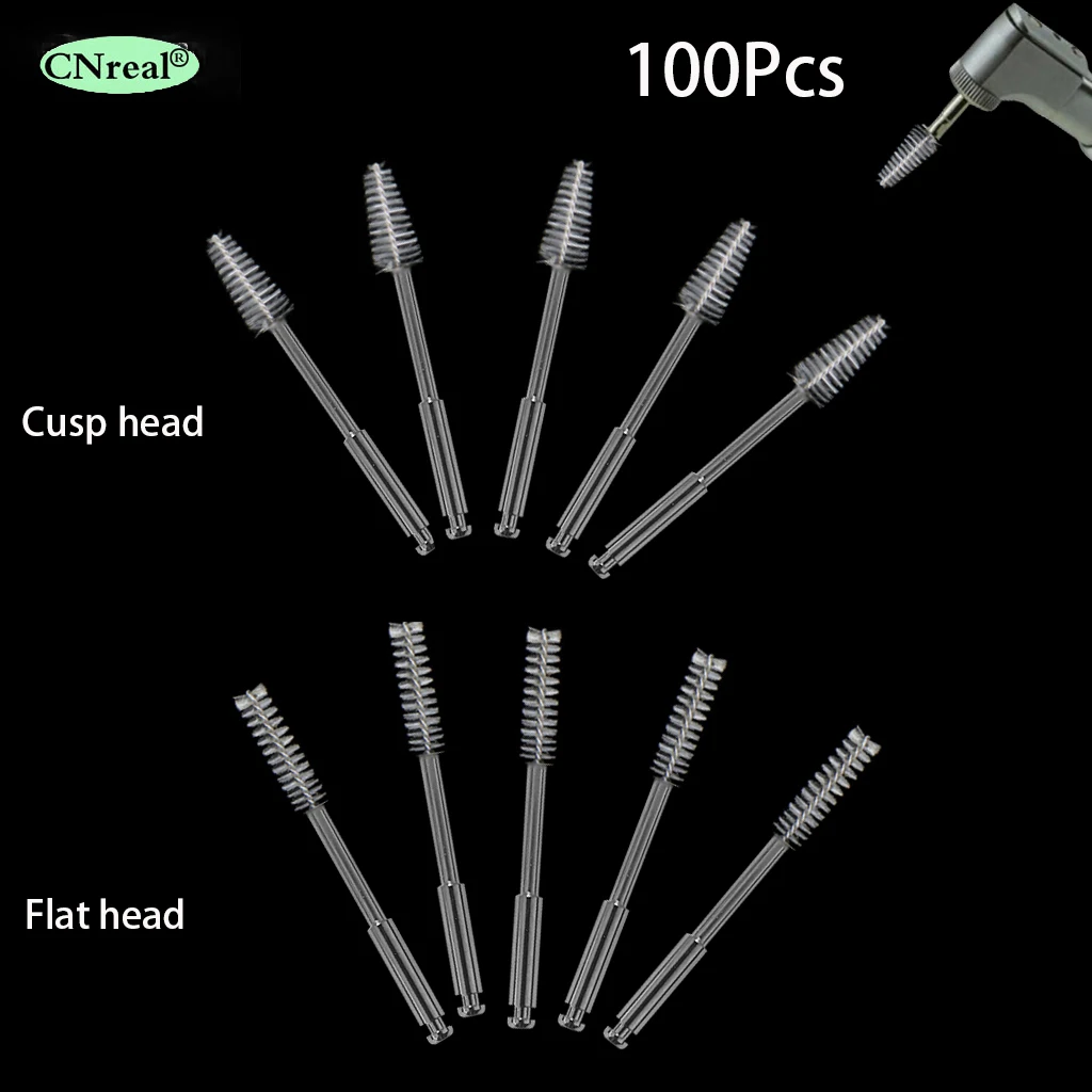 

100Pcs/Box Dental Root Canal Cleaning Brush Flat Pointed Brush Head Clean Brush Teeth Cleaner Dentist Lab Instrument Materials