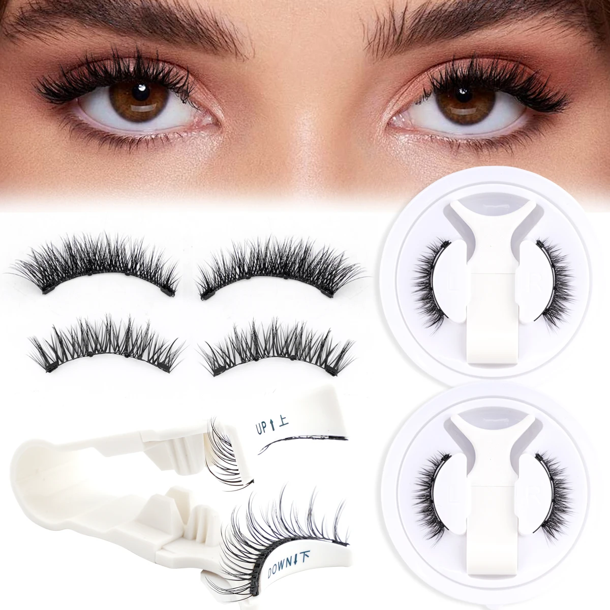 Magnetic Eyelashes 3D Fluffy Fake Mink Lashes Natural Soft Handmade False Eyelashes NO Glue Needed Magnet Tweezers Makeup Tools