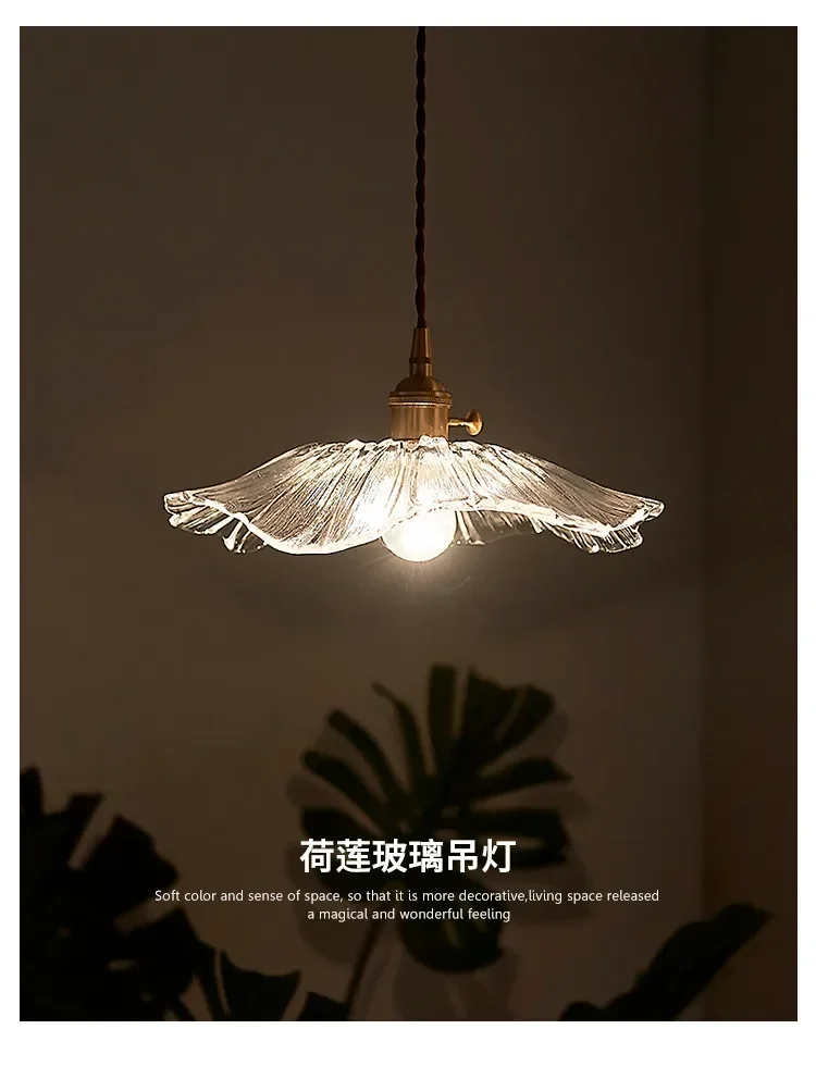 Description Picture 5 of itemVintage Pendant Lights Flower Glass Hanging Lamps Home Decoration Lighting Living Room Bedroom Bedside Light Fixture Indoor Shop